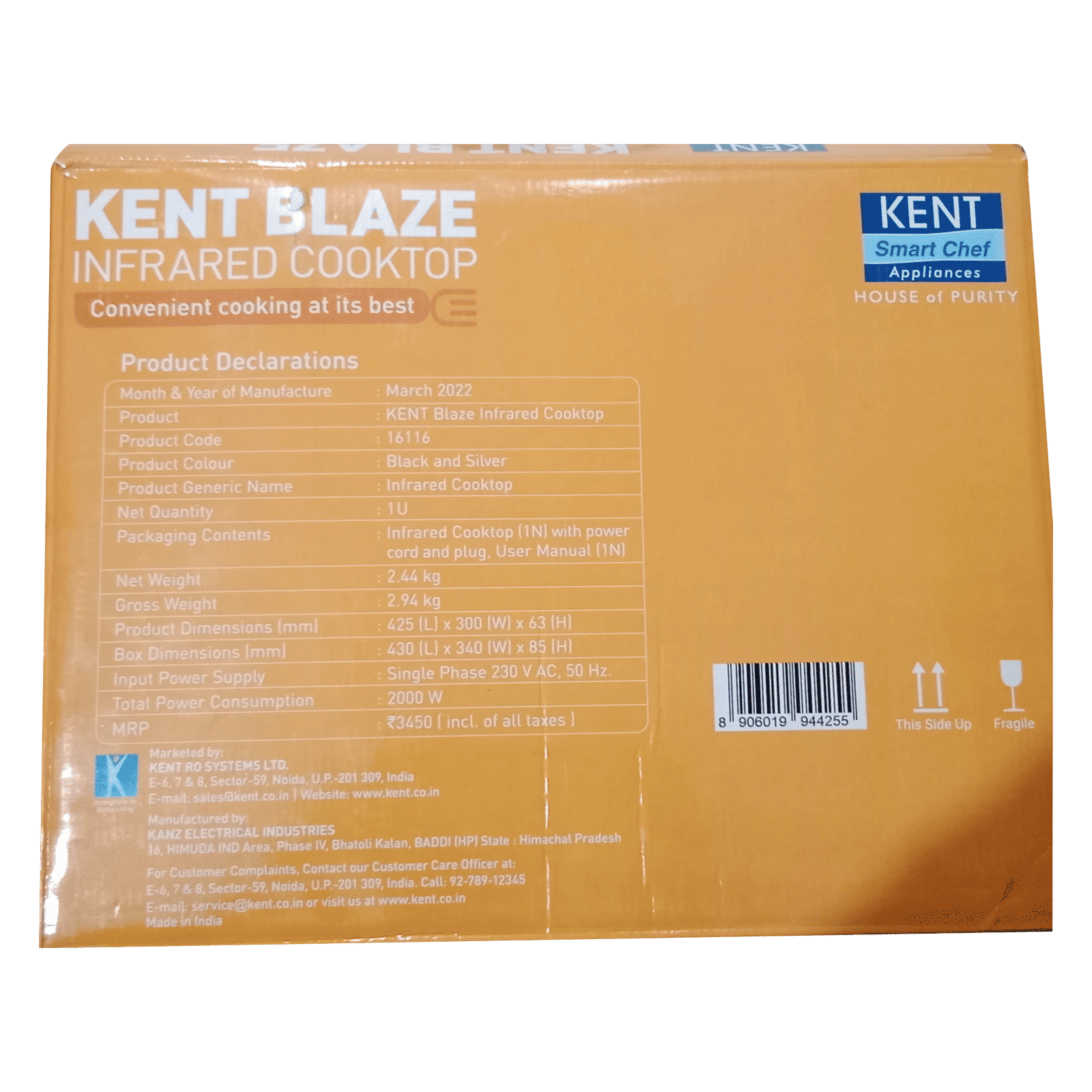 Kent Blaze 2000W Induction Cooktop with 3 Preset Menus_6