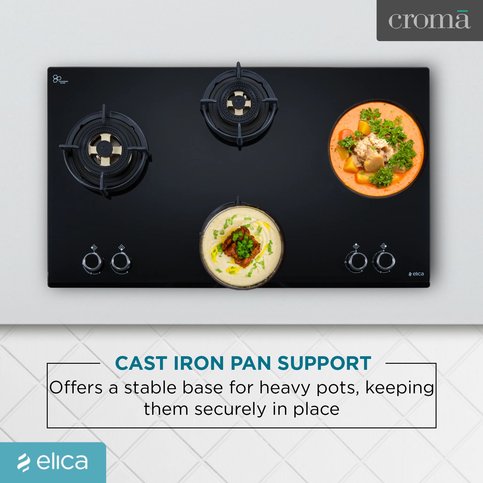 Elica FLEXI DFS FB MFC 4B 91 FFD 4 Burner Automatic Hob (Heat Resistant Knobs, Black)_6