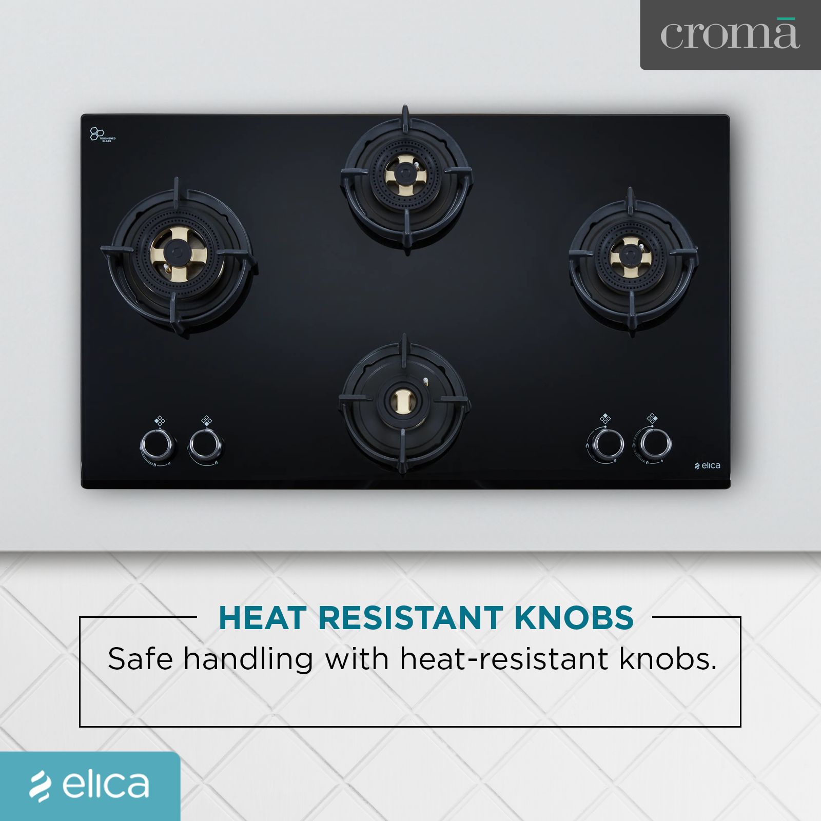 Elica FLEXI DFS FB MFC 4B 91 FFD 4 Burner Automatic Hob (Heat Resistant Knobs, Black)_7