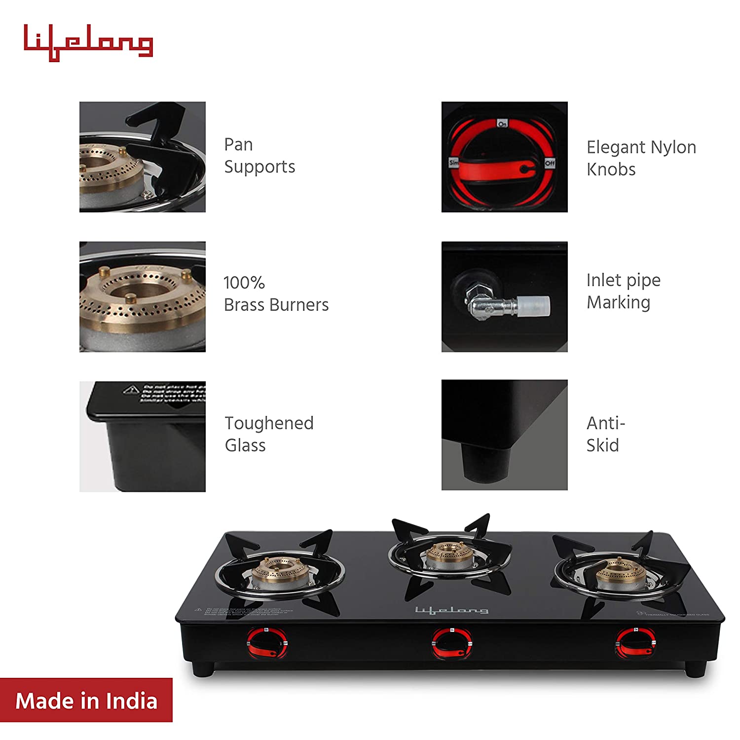 Lifelong LLGS23 Toughened Glass Top 3 Burner Manual Gas Stove (Anti-Skid Feet, Black)_7