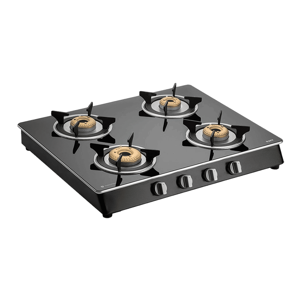 KAFF CTAI 63 4B Toughened Glass Top 4 Burner Automatic Gas Stove (Heavy Duty Pan Support, Black)_5