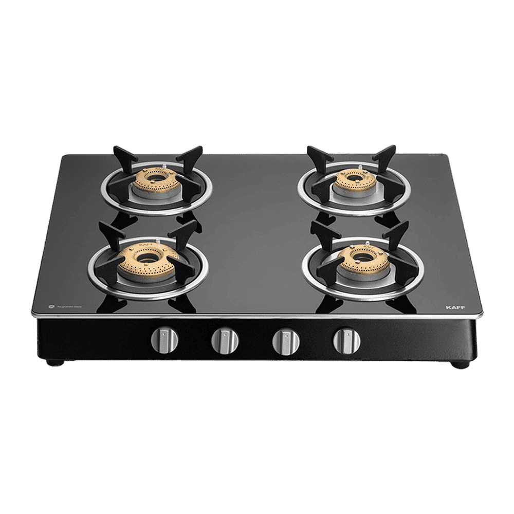 KAFF CTAI 63 4B Toughened Glass Top 4 Burner Automatic Gas Stove (Heavy Duty Pan Support, Black)_6