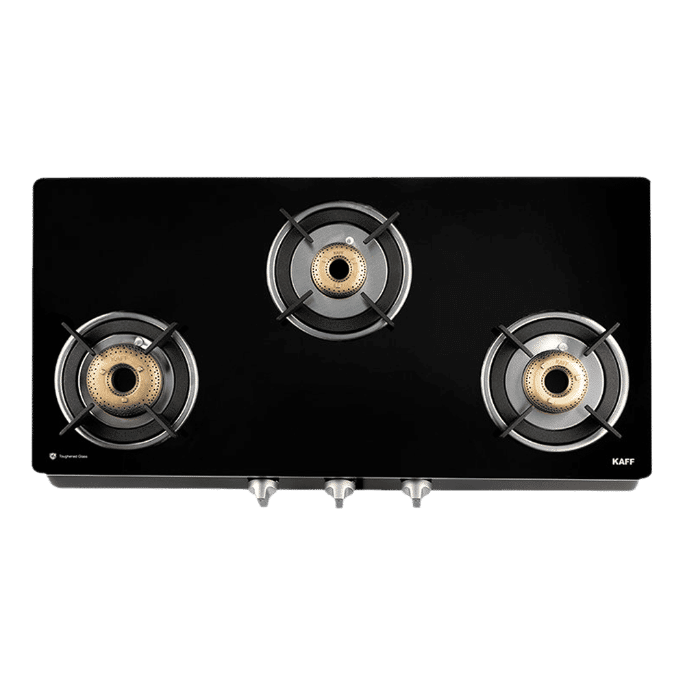 KAFF CTAI773B Toughened Glass Top 3 Burner Automatic Gas Stove (Heavy Duty Pan Support, Black)_4
