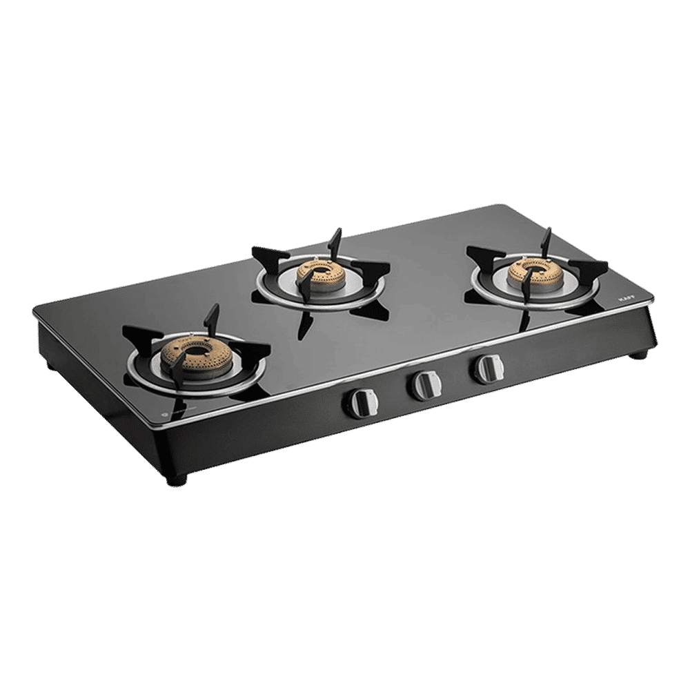 KAFF CTAI773B Toughened Glass Top 3 Burner Automatic Gas Stove (Heavy Duty Pan Support, Black)_5