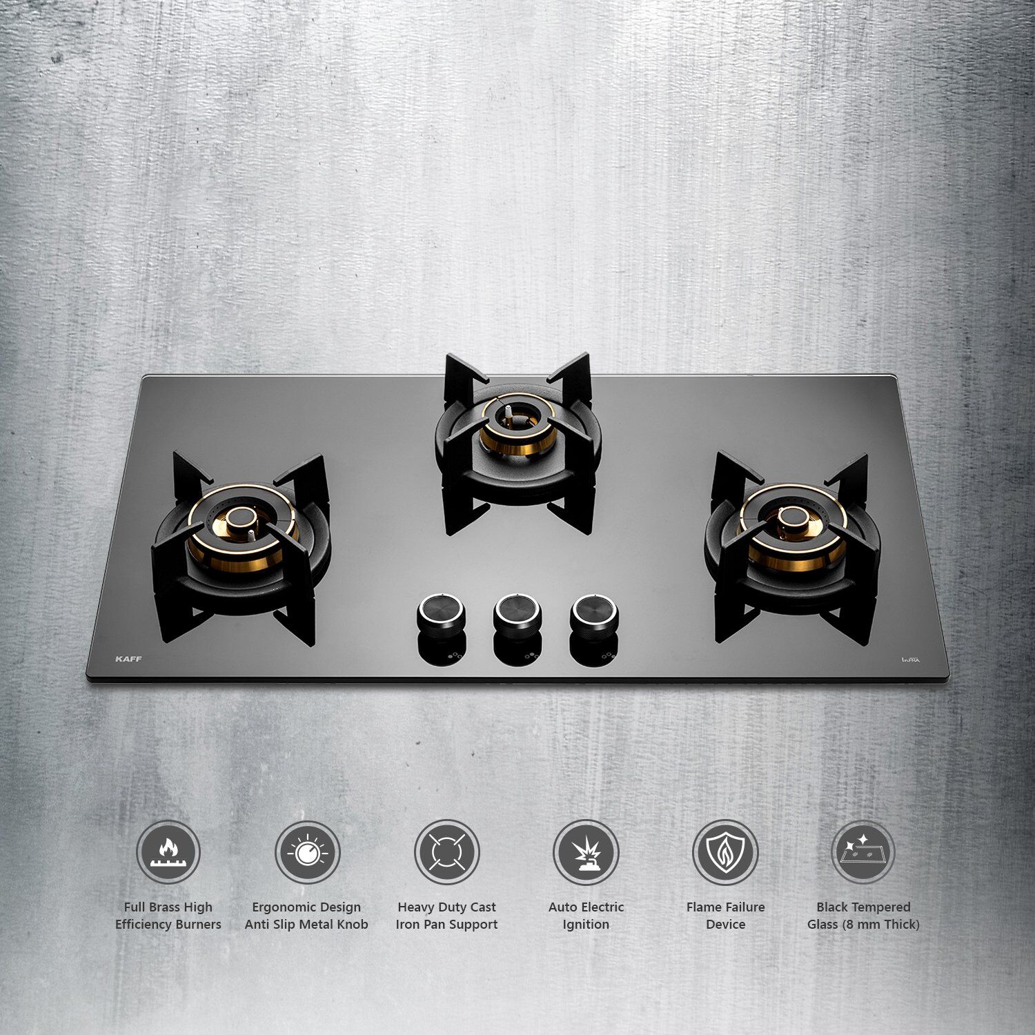 KAFF INF 783 Tempered Glass Top 3 Burner Automatic Electric Hob (Flame Failure Device, Black)_13