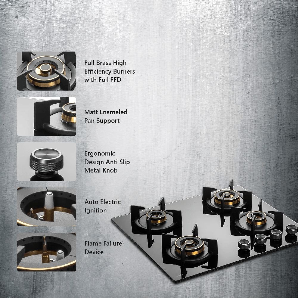 KAFF INF 604 Tempered Glass Top 4 Burner Automatic Electric Hob (Flame Failure Device, Black)_8