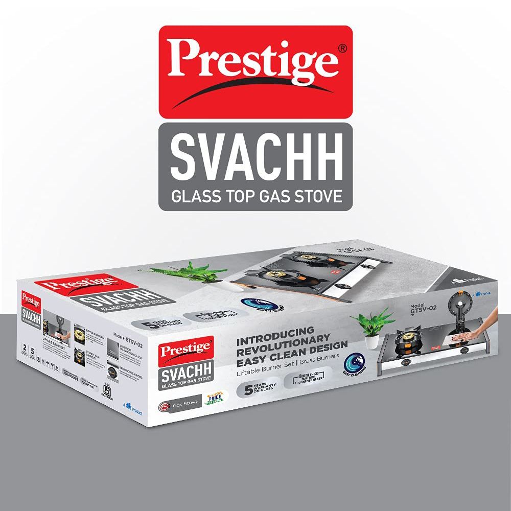 Prestige Svachh Toughened Glass Top 2 Burner Manual Gas Stove (Liftable Burner Set, Black)_4