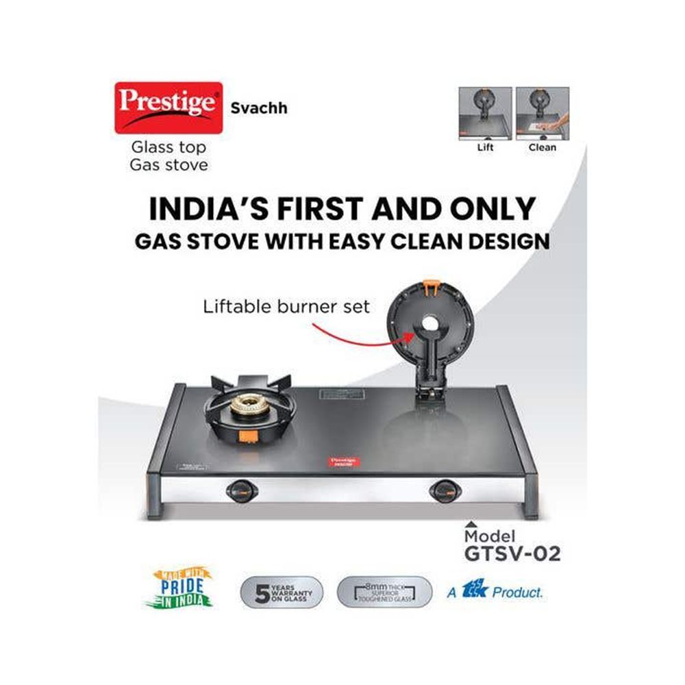 Prestige Svachh Toughened Glass Top 4 Burner Manual Gas Stove (Liftable Burner Set, Black)_5