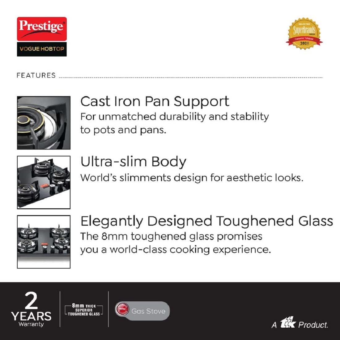 Prestige Vogue Toughened Glass Top 4 Burner Automatic Hob (Ultra Slim Body, Black)_10