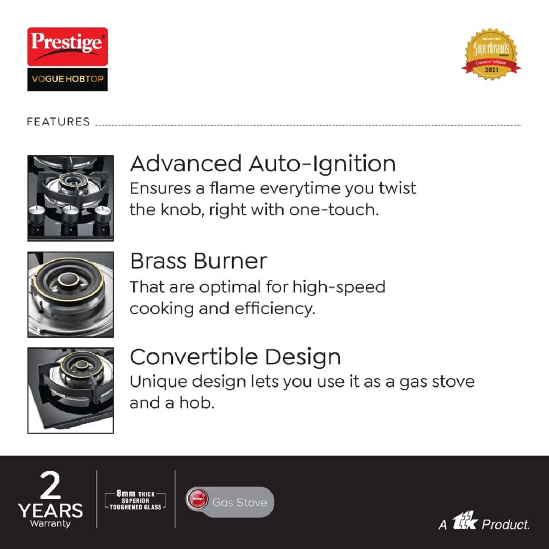 Prestige Vogue Toughened Glass Top 4 Burner Automatic Hob (Ultra Slim Body, Black)_6