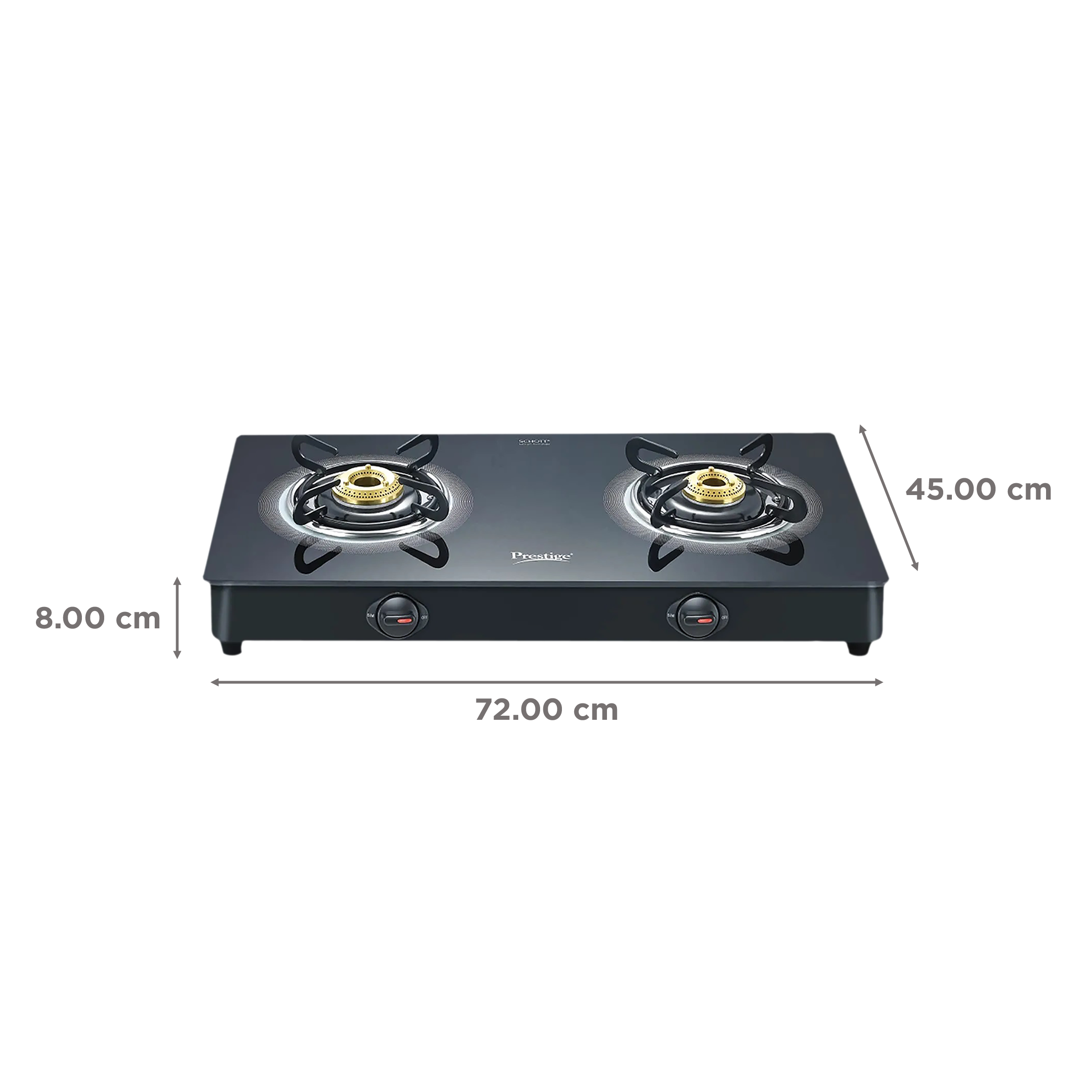 Prestige Royale Plus Toughened Glass Top 2 Burner Manual Gas Stove (Ergonomic Knob, Black)_2