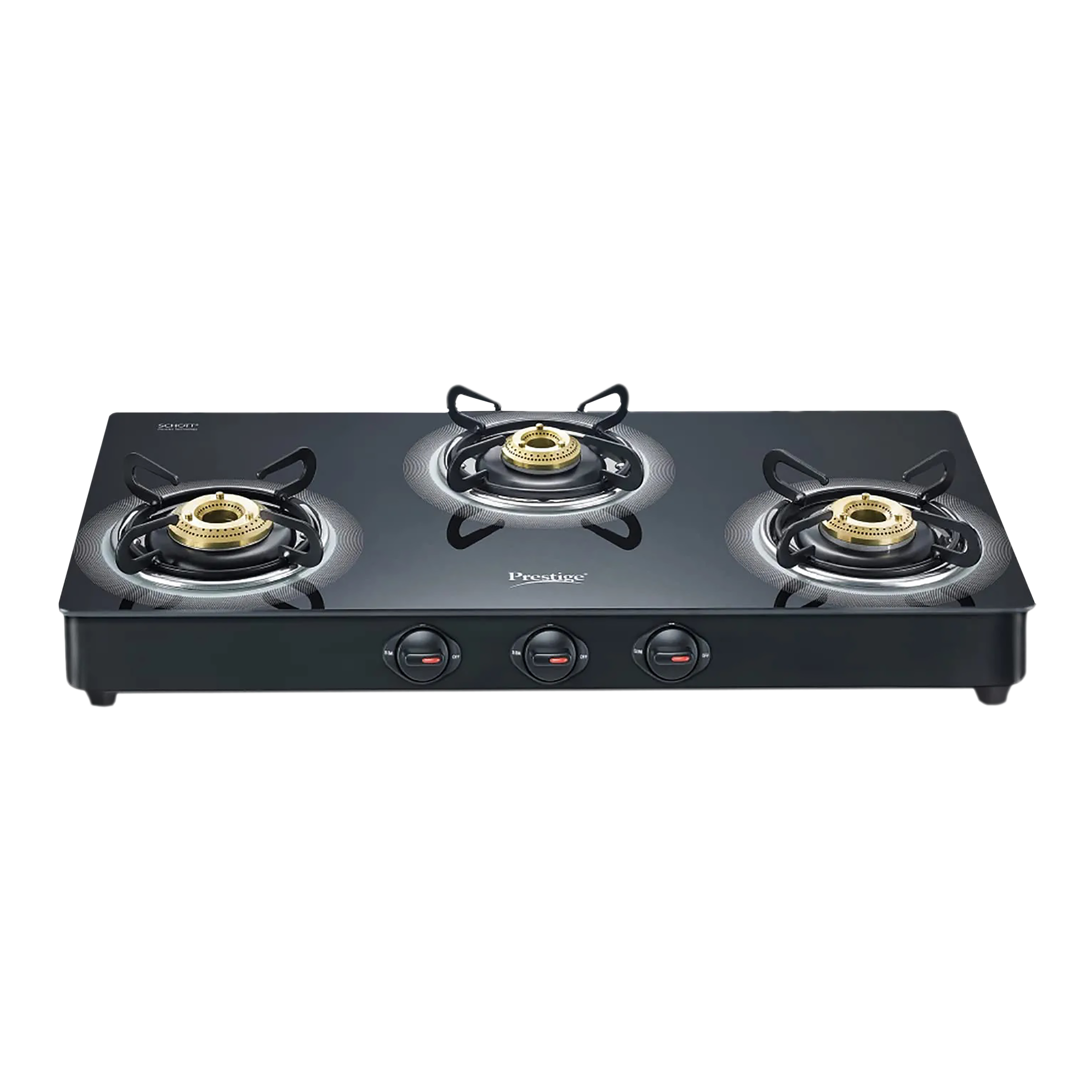 Prestige Royale Plus Toughened Glass Top 3 Burner Manual Gas Stove (Ergonomic Knob, Black) Prestige Royale Plus Toughened Glass Top 3 Burner Manual Gas Stove (Ergonomic Knob, Black)_1