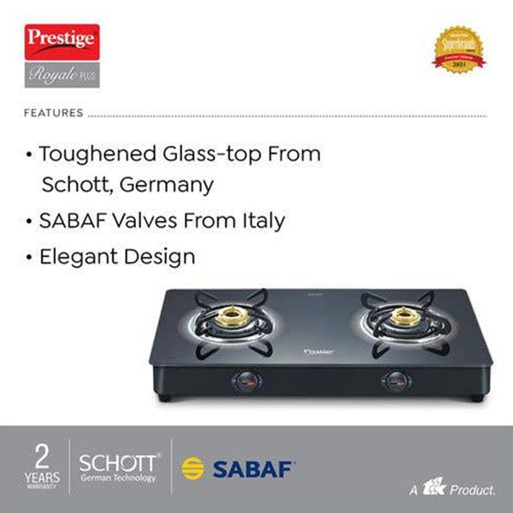 Prestige Royale Plus Toughened Glass Top 3 Burner Manual Gas Stove (Ergonomic Knob, Black) Prestige Royale Plus Toughened Glass Top 3 Burner Manual Gas Stove (Ergonomic Knob, Black)_6