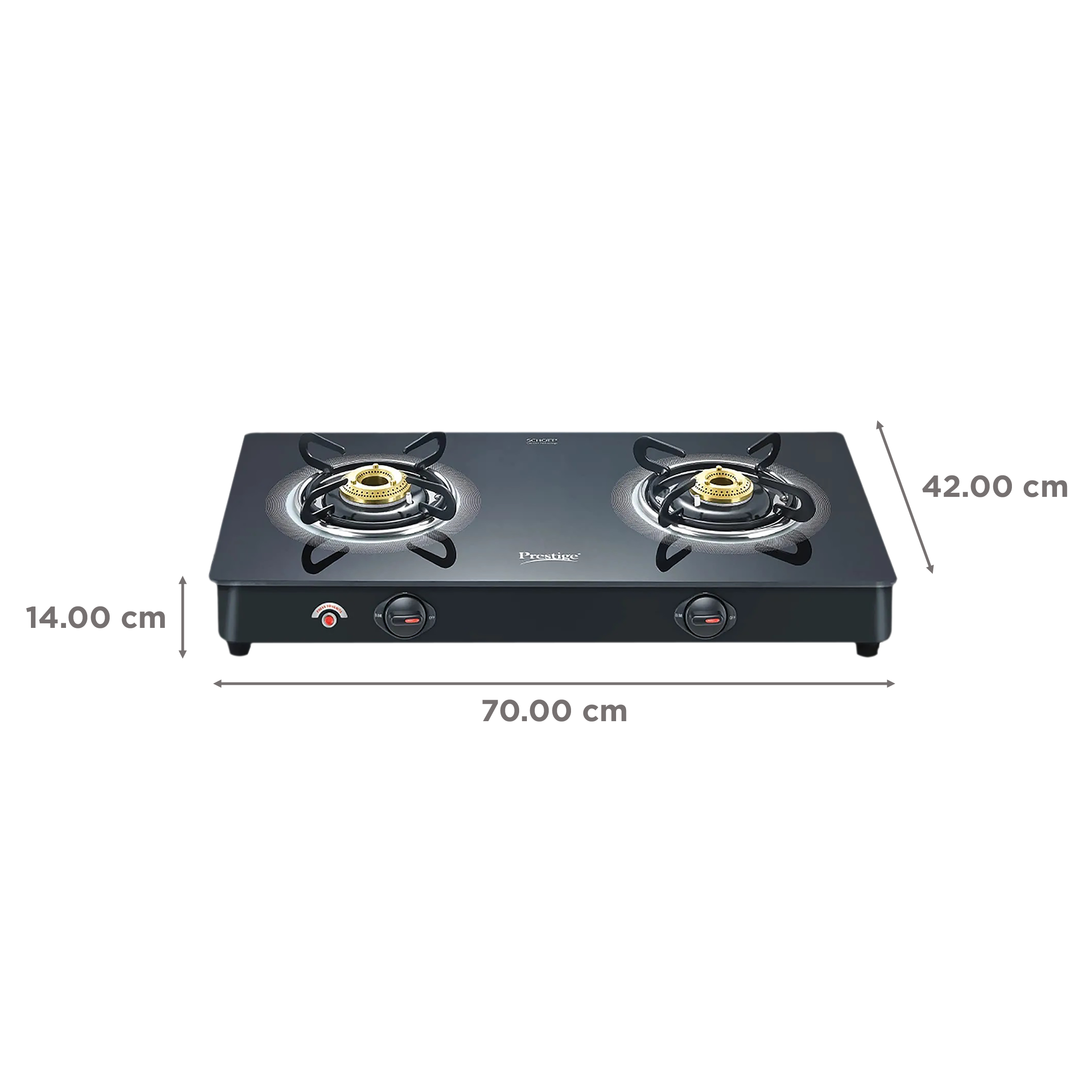 Prestige Royale Plus Toughened Glass Top 2 Burner Automatic Gas Stove (Ergonomic Knob, Black)_2