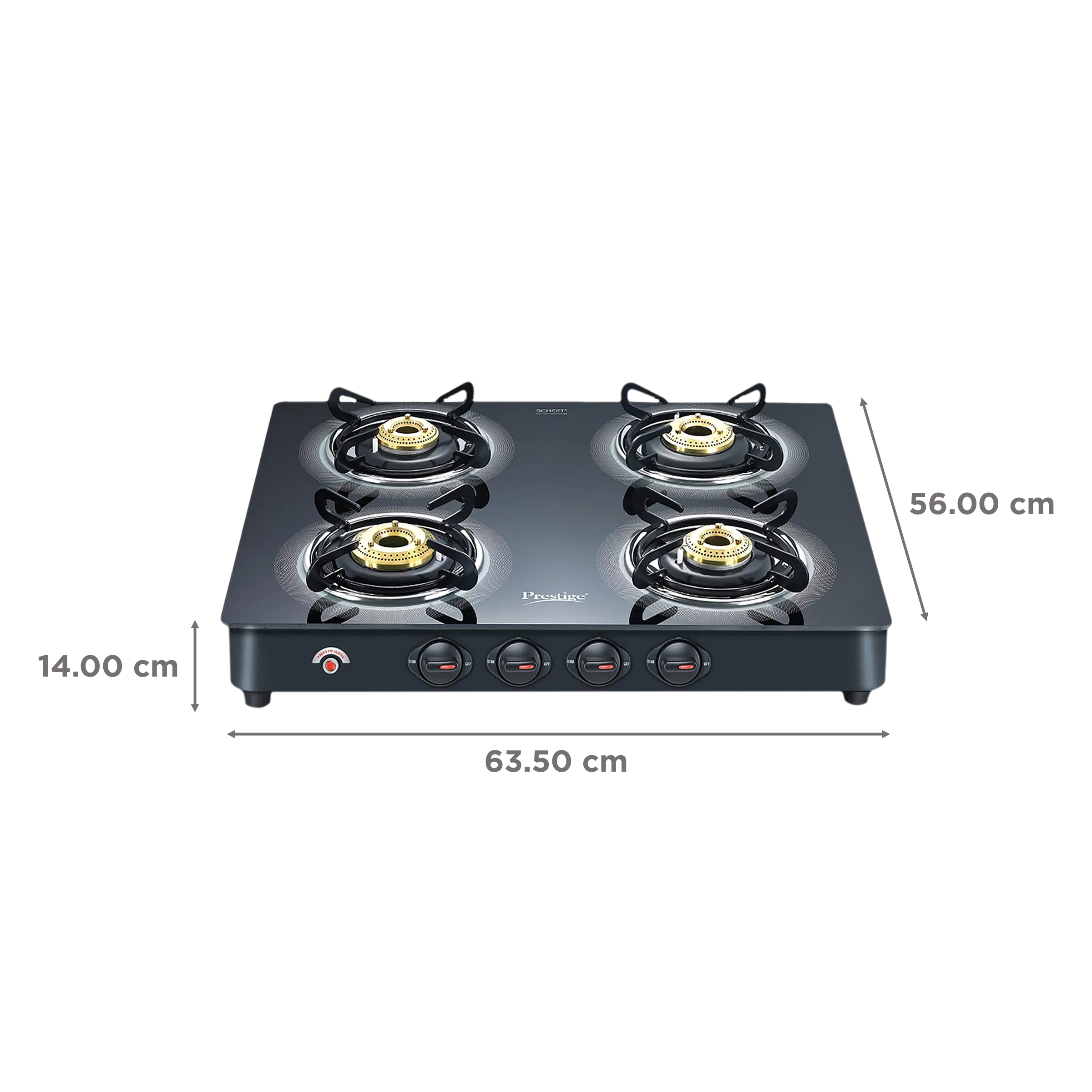 Prestige Royale Plus Toughened Glass Top 4 Burner Automatic Gas Stove (Ergonomic Knob, Black)_2