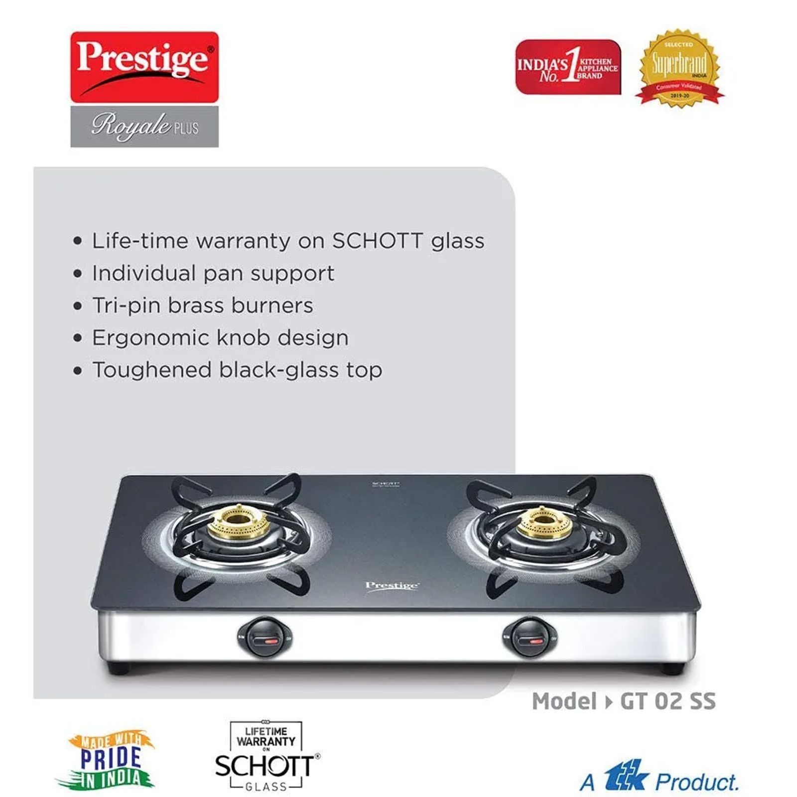 Prestige Royale Plus Toughened Glass Top 2 Burner Manual Gas Stove (Ergonomic Knob, Black)_6