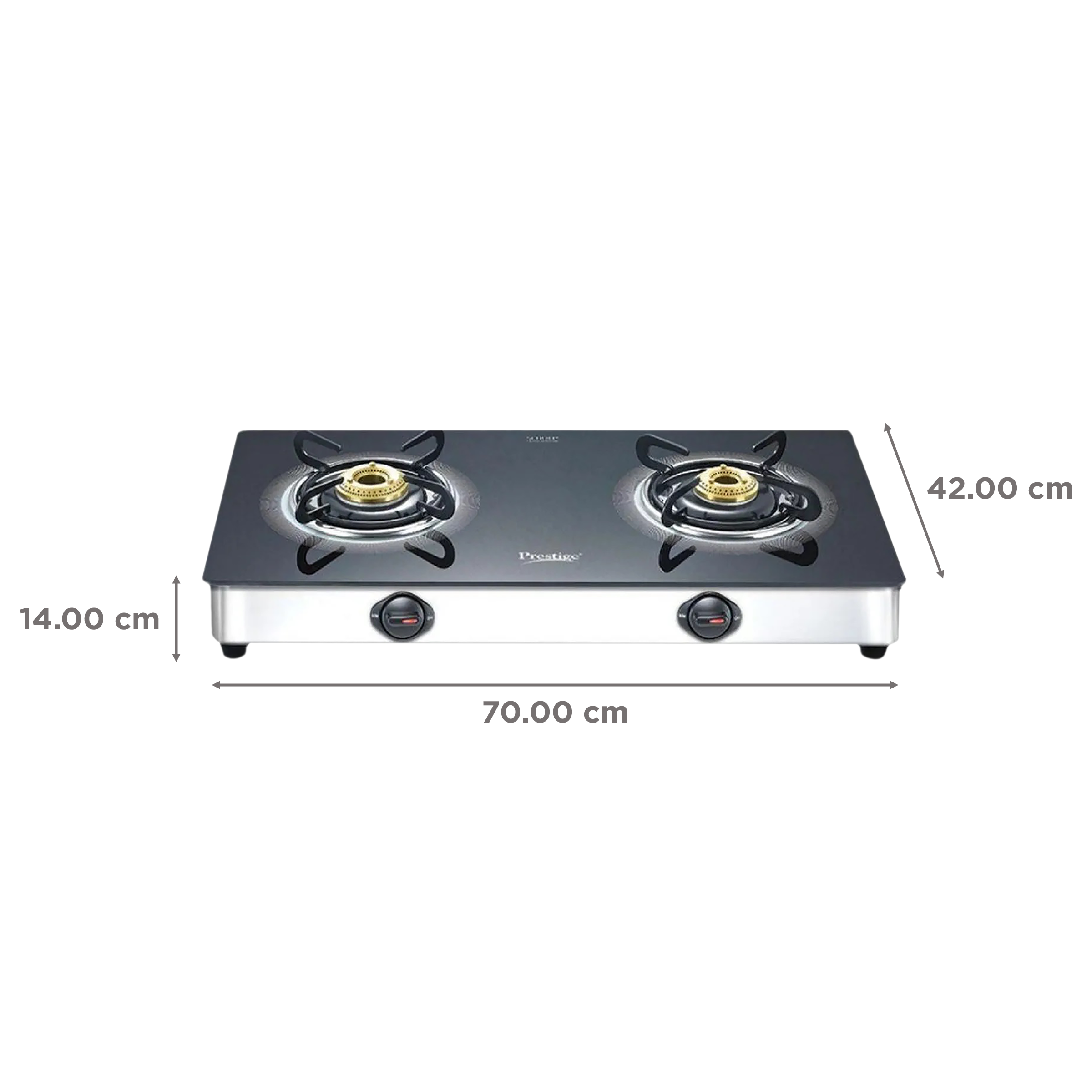 Prestige Royale Plus Toughened Glass Top 2 Burner Manual Gas Stove (Ergonomic Knob, Black)_2