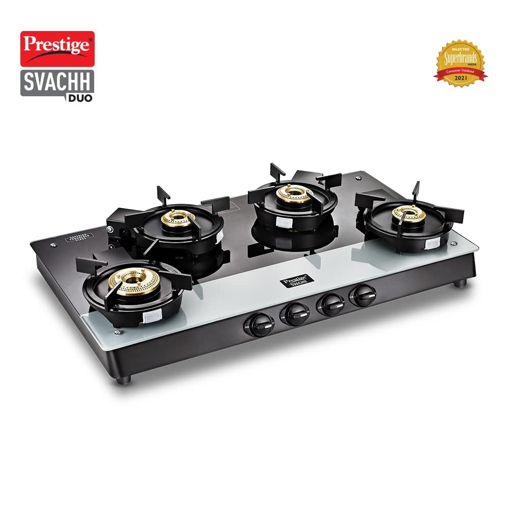 Prestige Svachh Duo Toughened Glass Top 4 Burner Manual Gas Stove (Liftable Burner Set, Black)_6