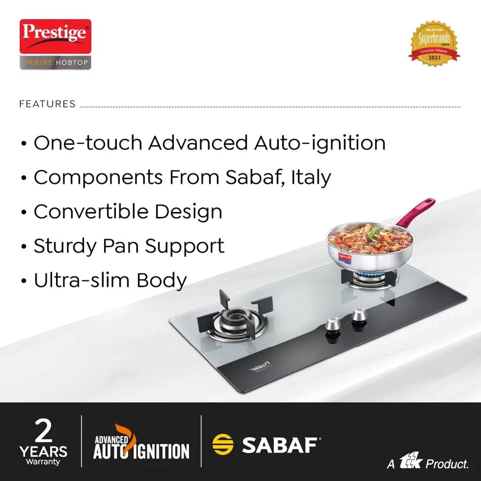 Prestige Desire Toughened Glass Top 2 Burner Automatic Hob (Ergonomic Knob, Black)_5