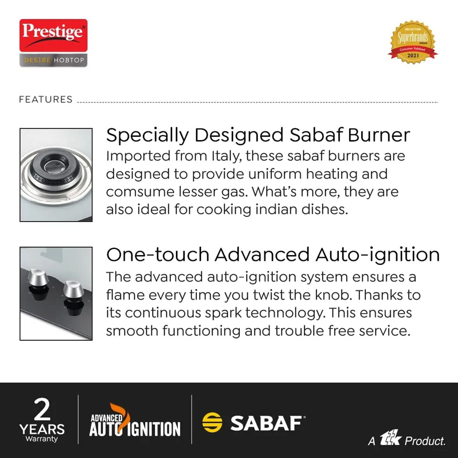 Prestige Desire Toughened Glass Top 2 Burner Automatic Hob (Ergonomic Knob, Black)_6