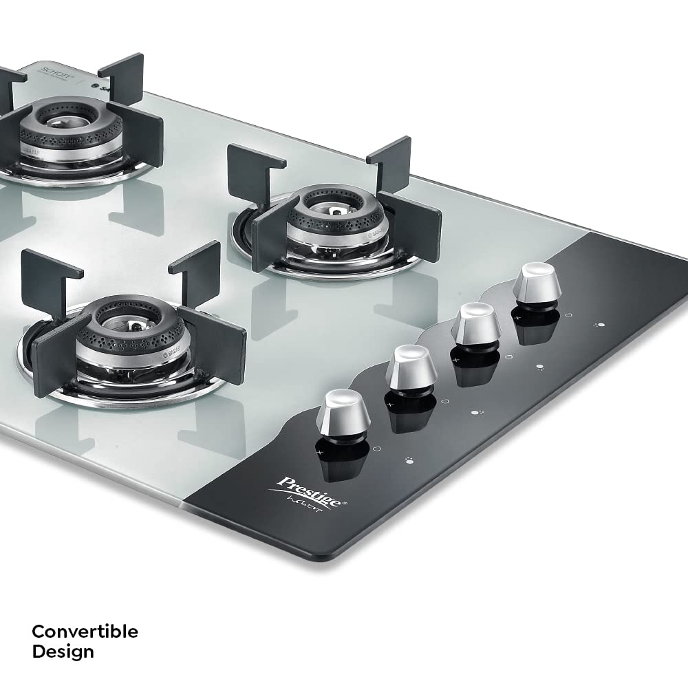 Prestige Desire Toughened Glass Top 4 Burner Automatic Hob (Ergonomic Knob, Black)_9