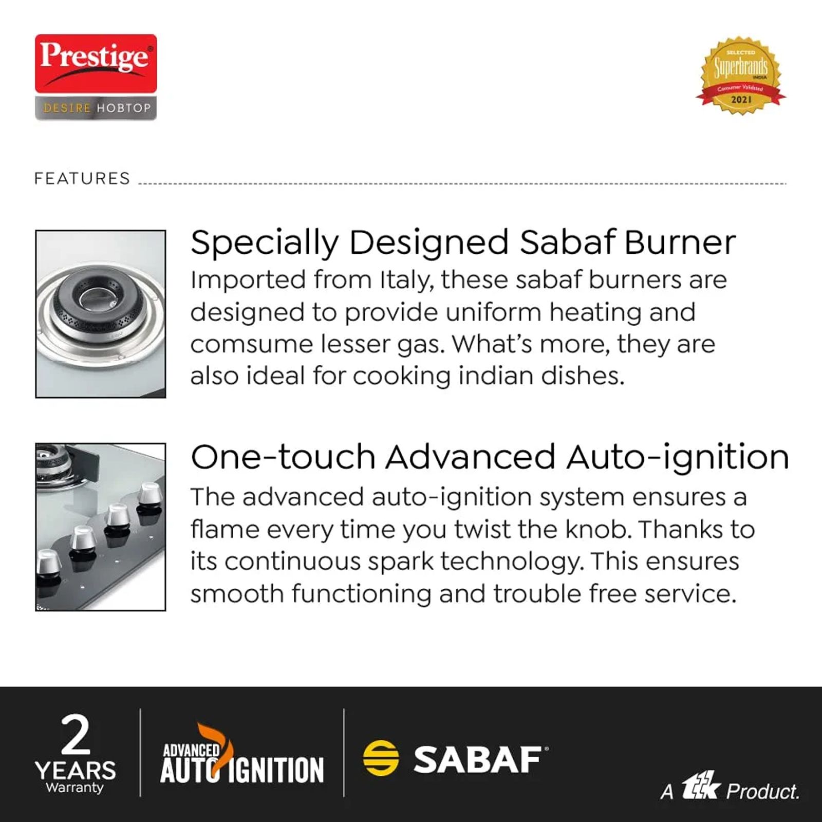 Prestige Desire Toughened Glass Top 4 Burner Automatic Hob (Ergonomic Knob, Black)_6