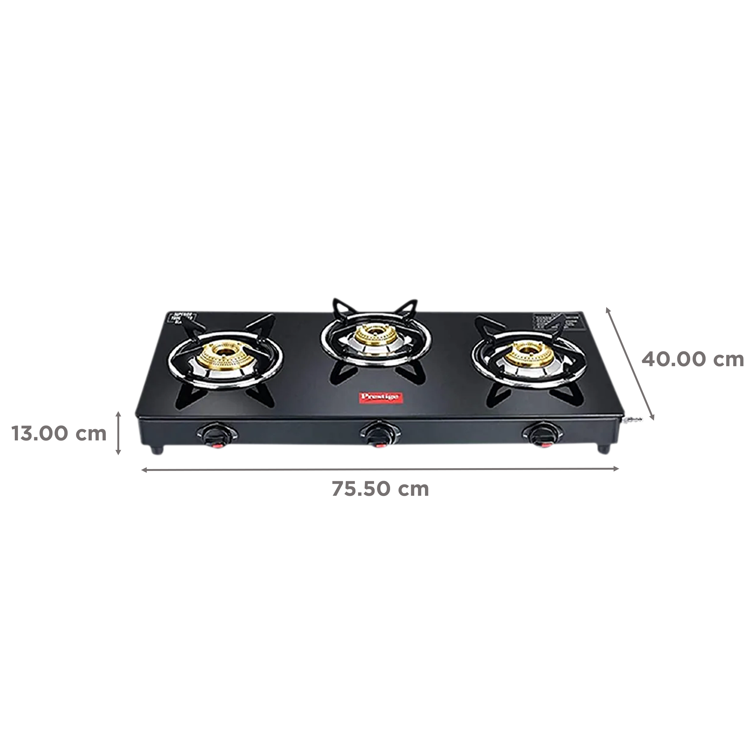 Prestige Marvel Plus Toughened Glass Top 3 Burner Manual Gas Stove (Ergonomic Knob, Black)_2