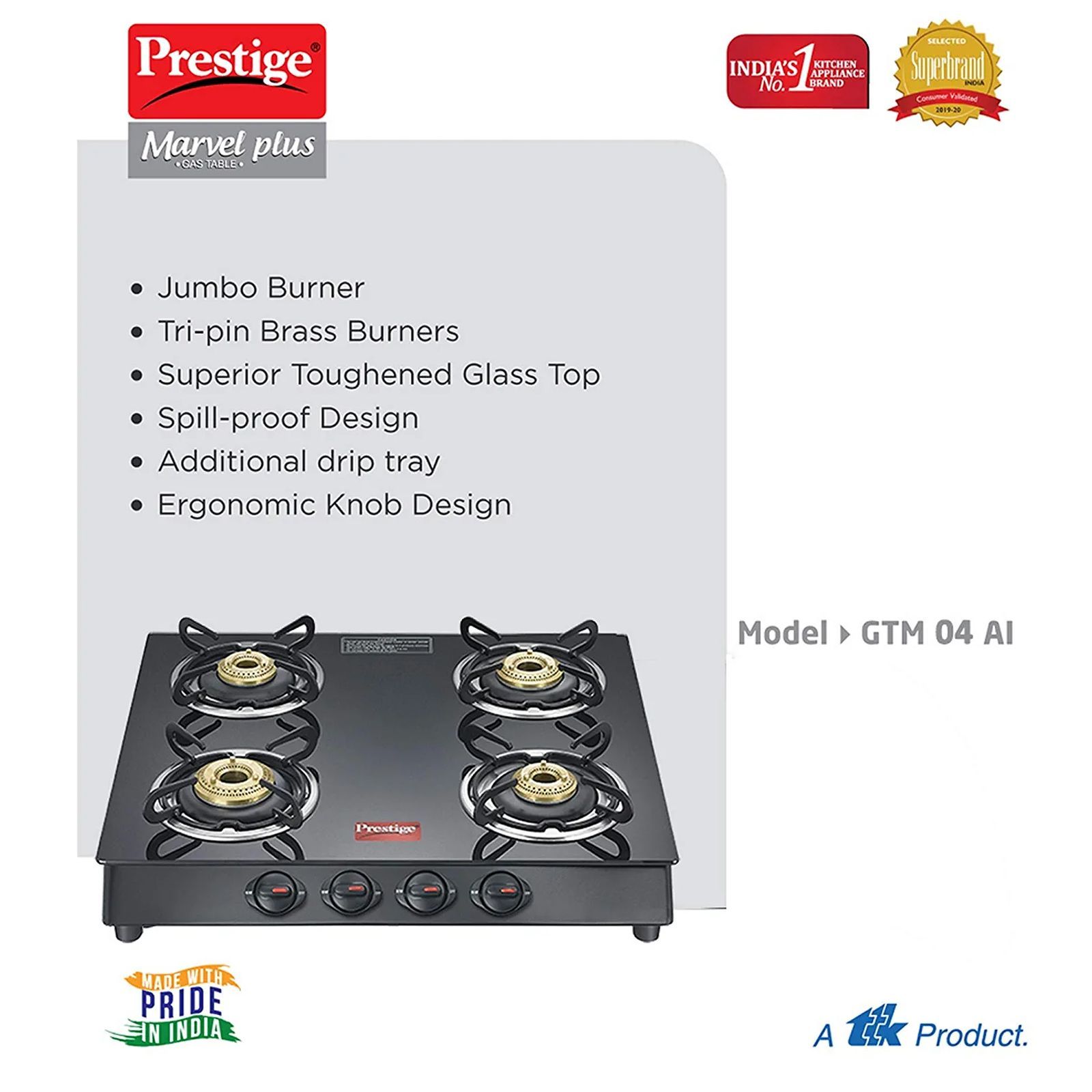 Prestige Marvel Plus Toughened Glass Top 4 Burner Manual Gas Stove (Ergonomic Knob, Black) Prestige Marvel Plus Toughened Glass Top 4 Burner Manual Gas Stove (Ergonomic Knob, Black)_4