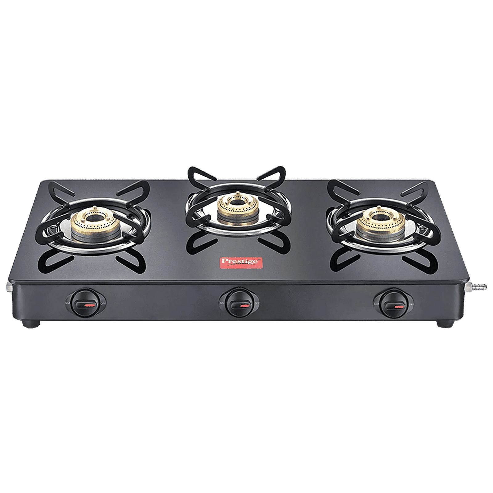 Prestige Magic GTMC Toughened Glass Top 3 Burner Manual Gas Stove (Spill Proof, Black)_1