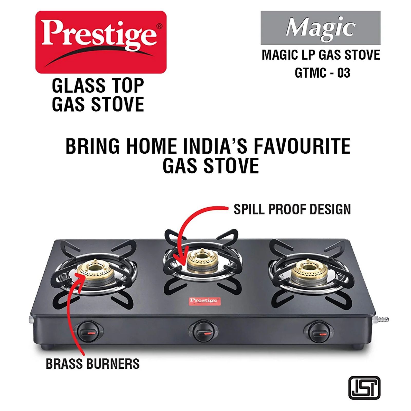 Prestige Magic GTMC Toughened Glass Top 3 Burner Manual Gas Stove (Spill Proof, Black)_8
