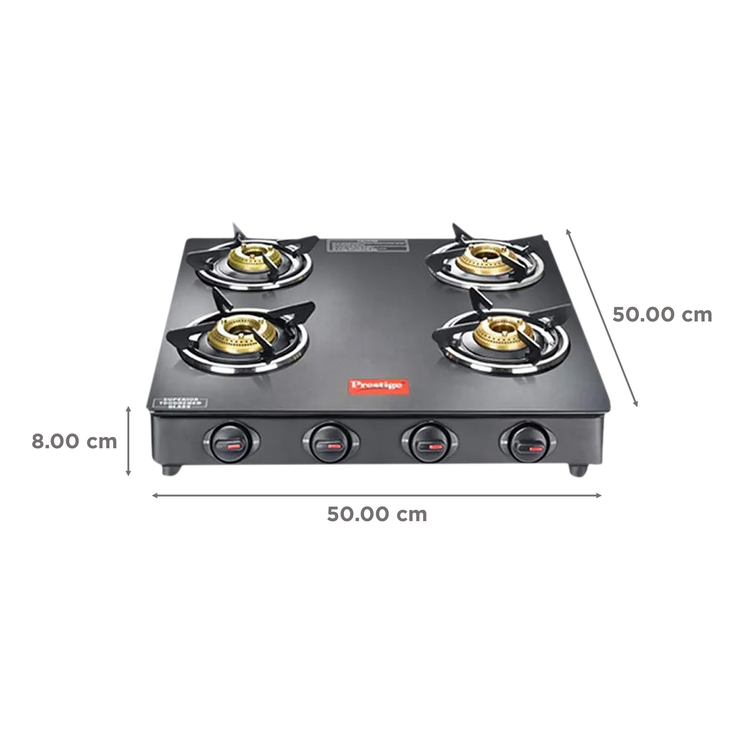 Prestige Magic GTMC Toughened Glass Top 4 Burner Manual Gas Stove (Spill Proof, Black)_2