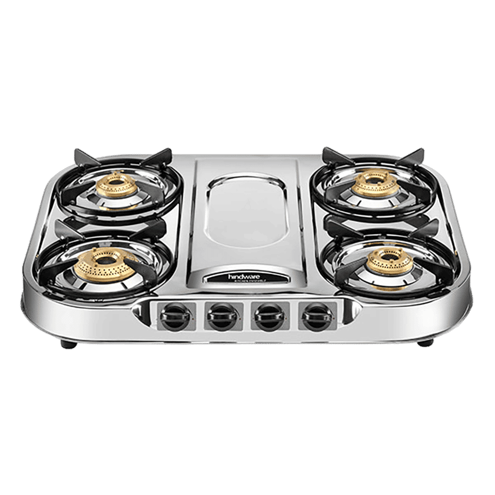 Hindware Festo 4 Burner Manual Gas Stove (Sturdy Pan Support, Silver)_1