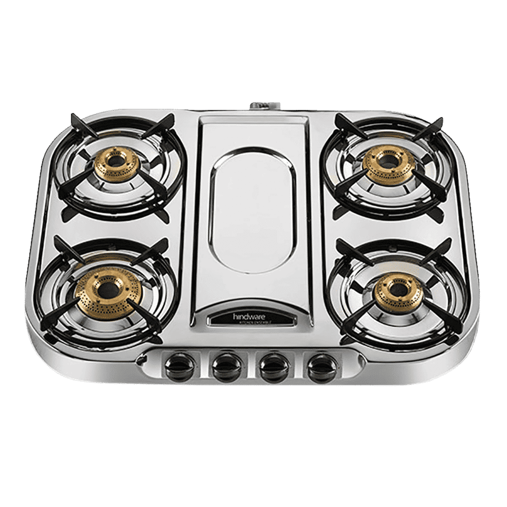 Hindware Festo 4 Burner Manual Gas Stove (Sturdy Pan Support, Silver)_4