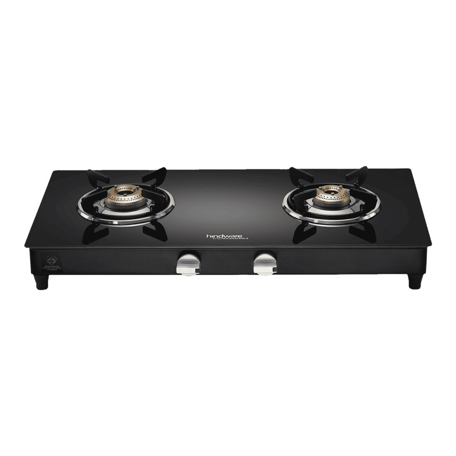 Hindware ARMO Plus Toughened Glass Top 2 Burner Manual Gas Stove (Sleek Body Design, Black)_1