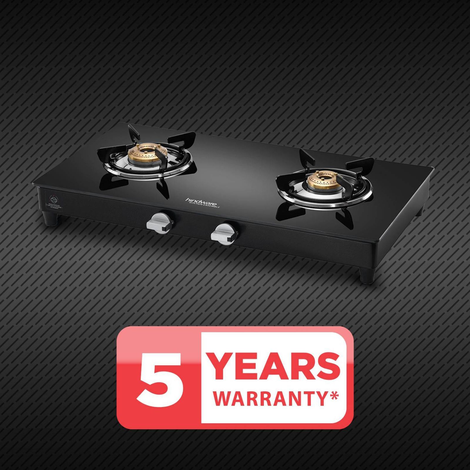 Hindware ARMO Plus Toughened Glass Top 2 Burner Manual Gas Stove (Sleek Body Design, Black)_8