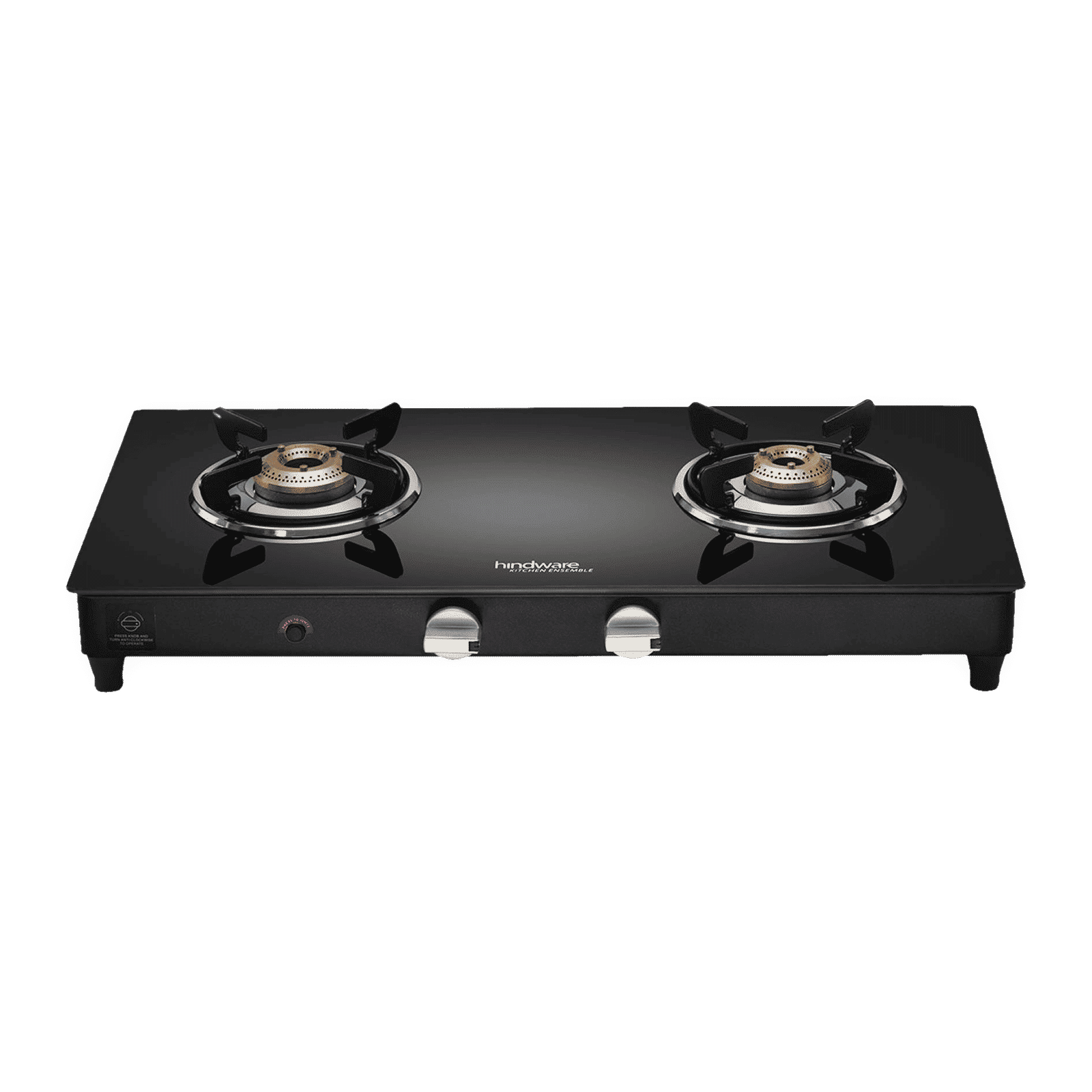 Hindware ARMO Plus Toughened Glass Top 2 Burner Automatic Gas Stove (Sleek Body Design, Black)_1