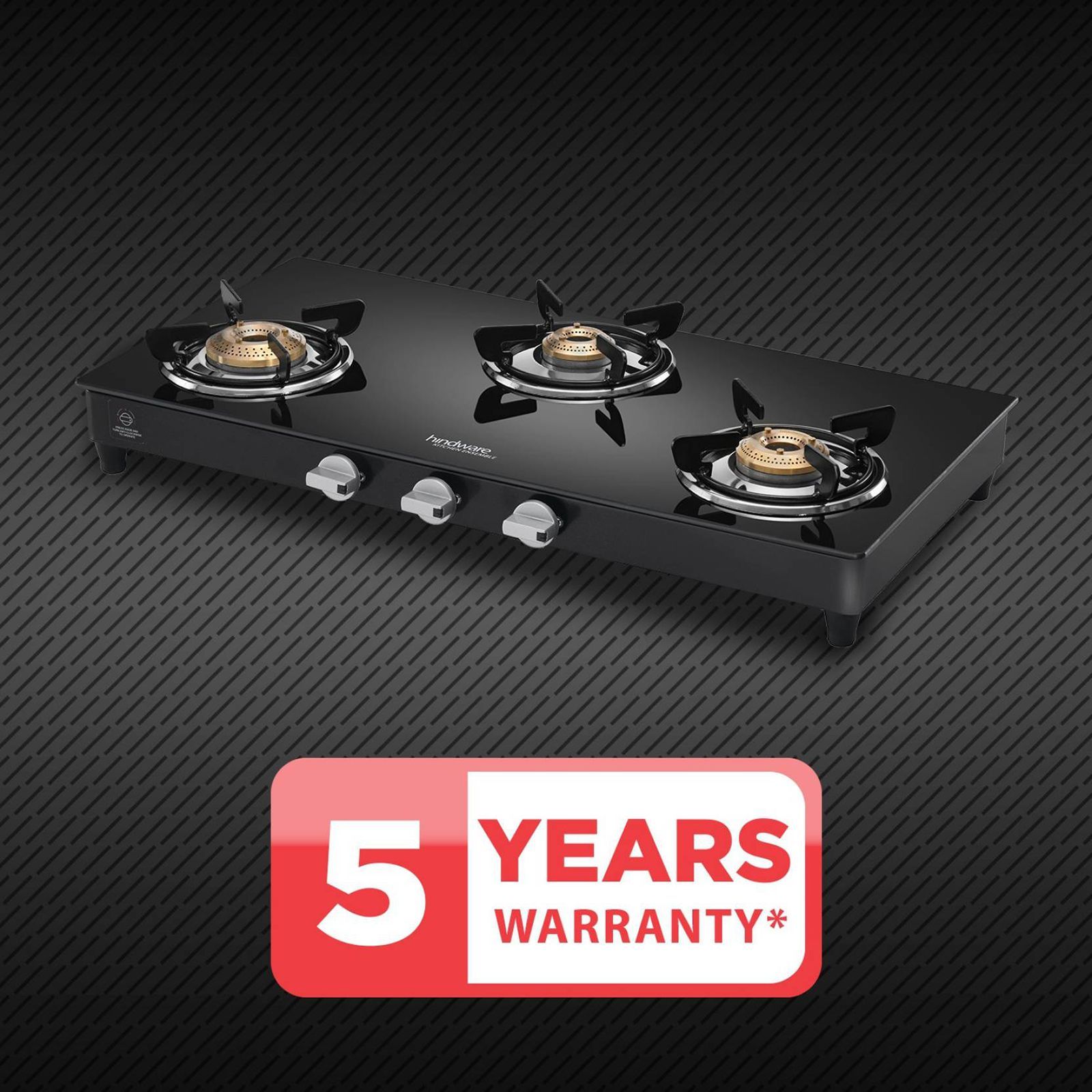 Hindware ARMO Plus Toughened Glass Top 3 Burner Manual Gas Stove (Sleek Body Design, Black)_8