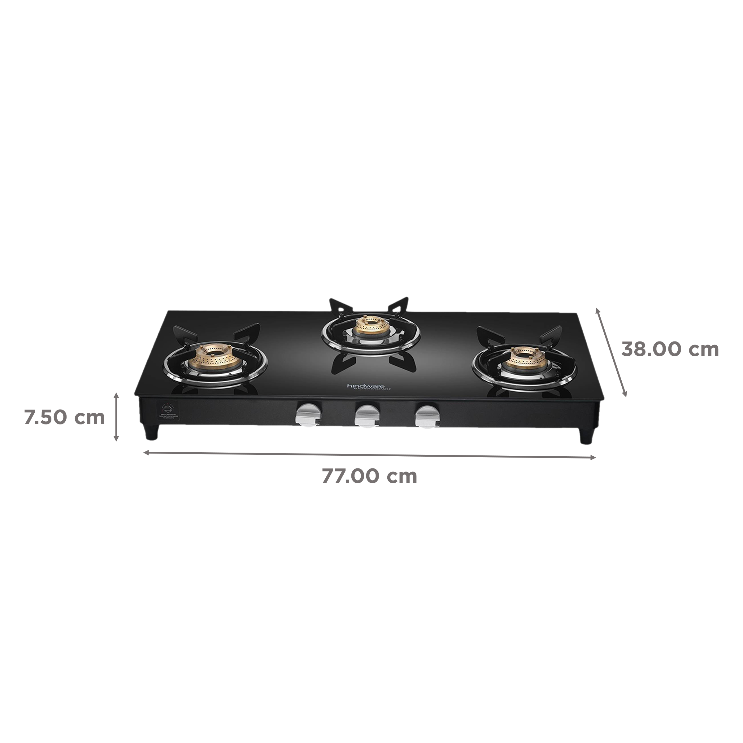 Hindware ARMO Plus Toughened Glass Top 3 Burner Manual Gas Stove (Sleek Body Design, Black)_2