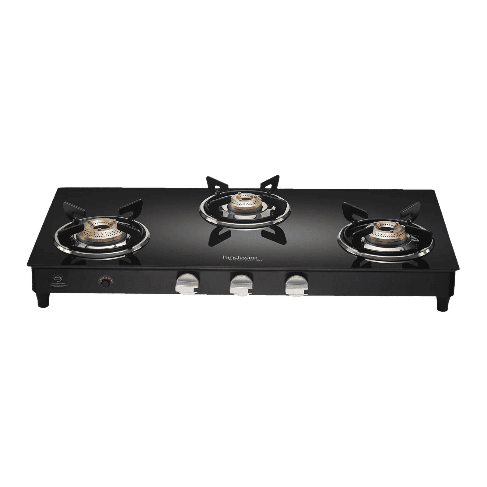 Hindware ARMO Plus Toughened Glass Top 3 Burner Automatic Gas Stove (Sleek Body Design, Black)_1