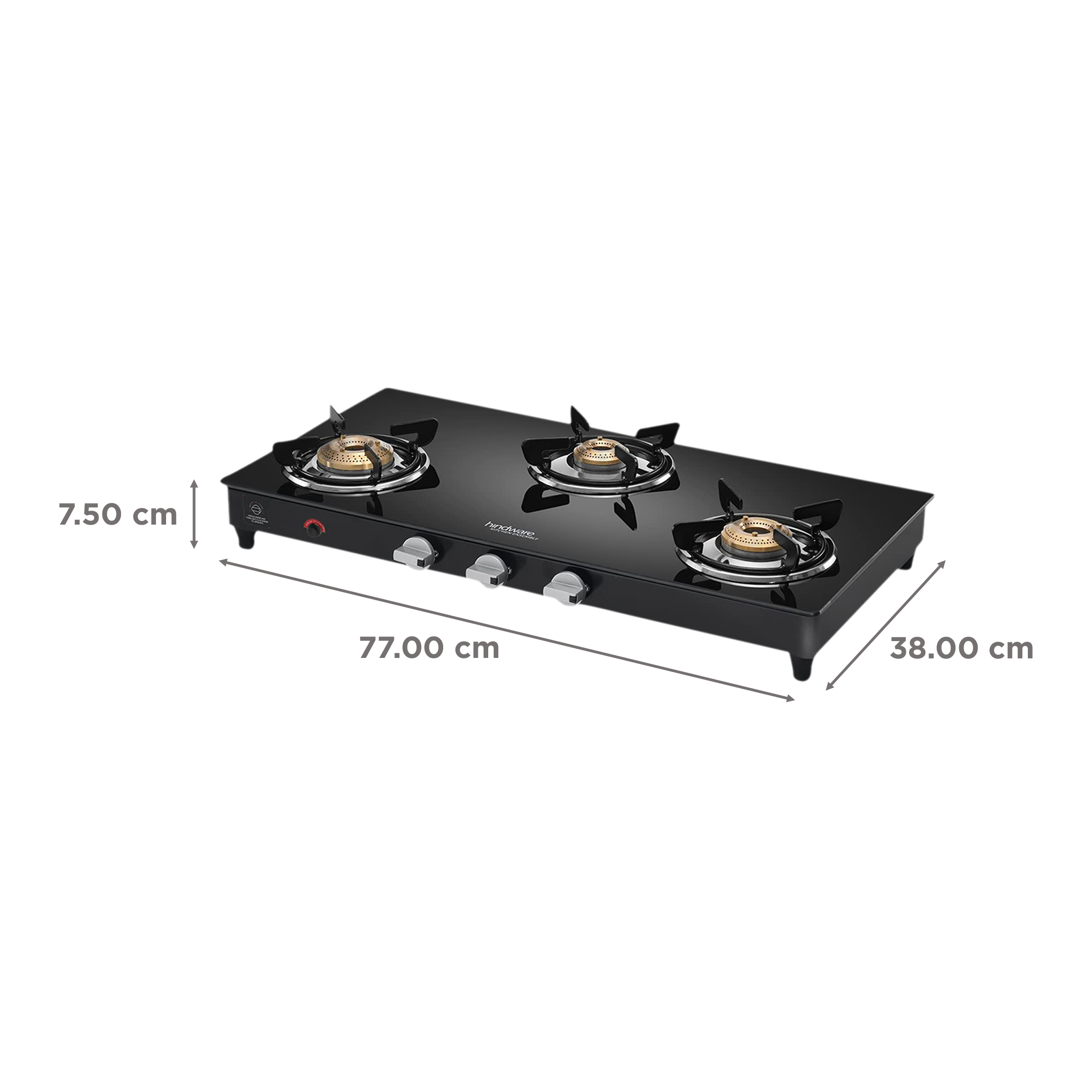 Hindware ARMO Plus Toughened Glass Top 3 Burner Automatic Gas Stove (Sleek Body Design, Black)_2