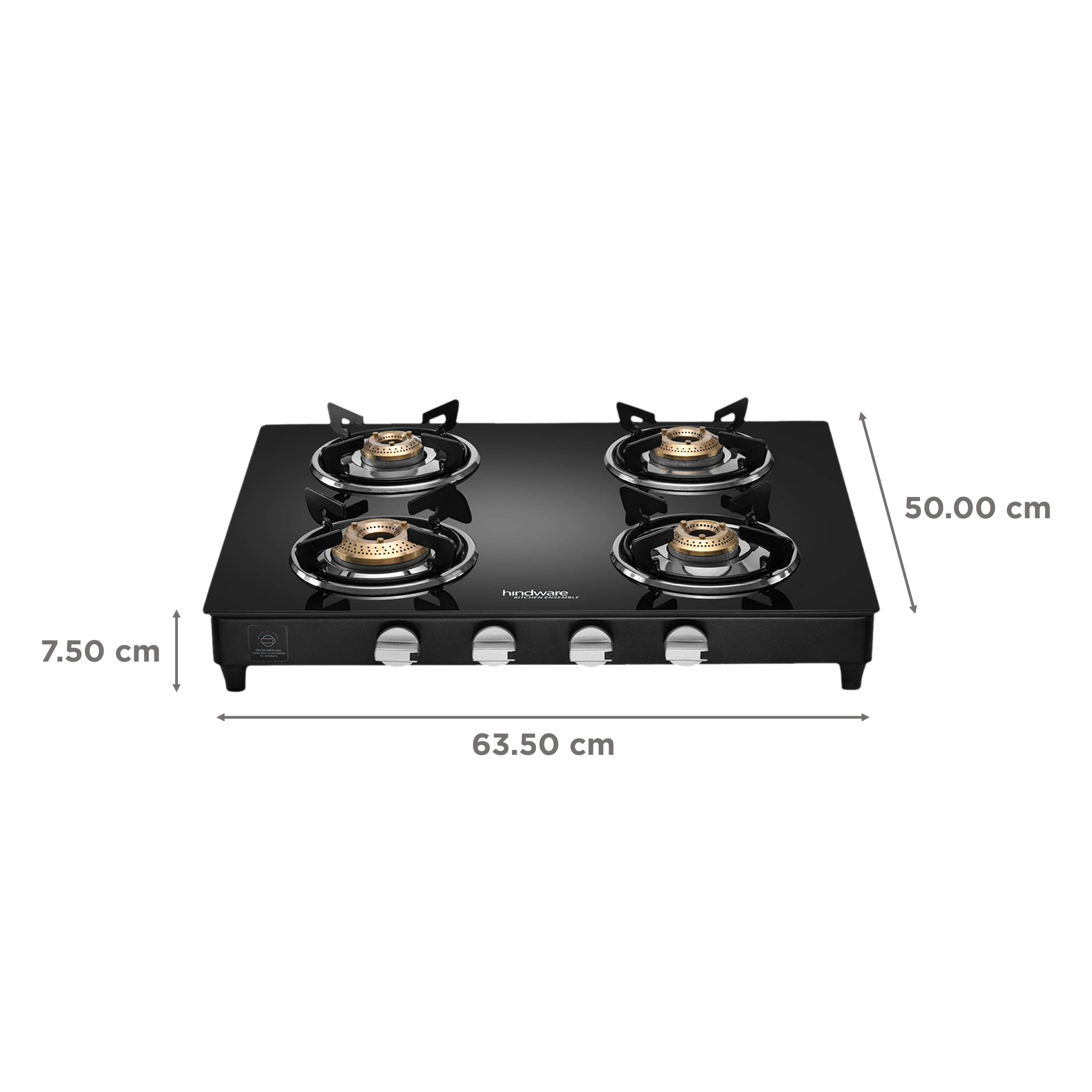 Hindware ARMO Plus GL Toughened Glass Top 4 Burner Manual Gas Stove (Rust Proof, Black)_2