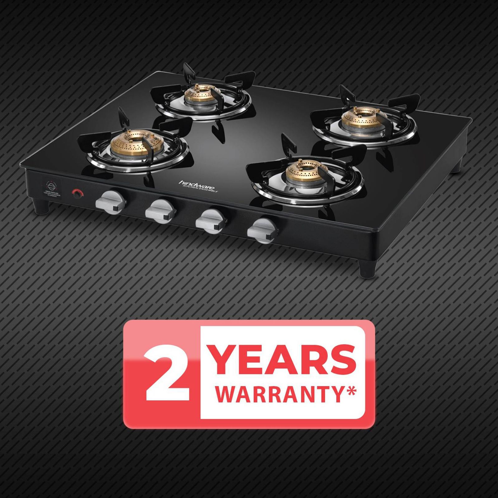 Hindware ARMO Plus Toughened Glass Top 4 Burner Automatic Gas Stove (Sleek Body Design, Black)_8