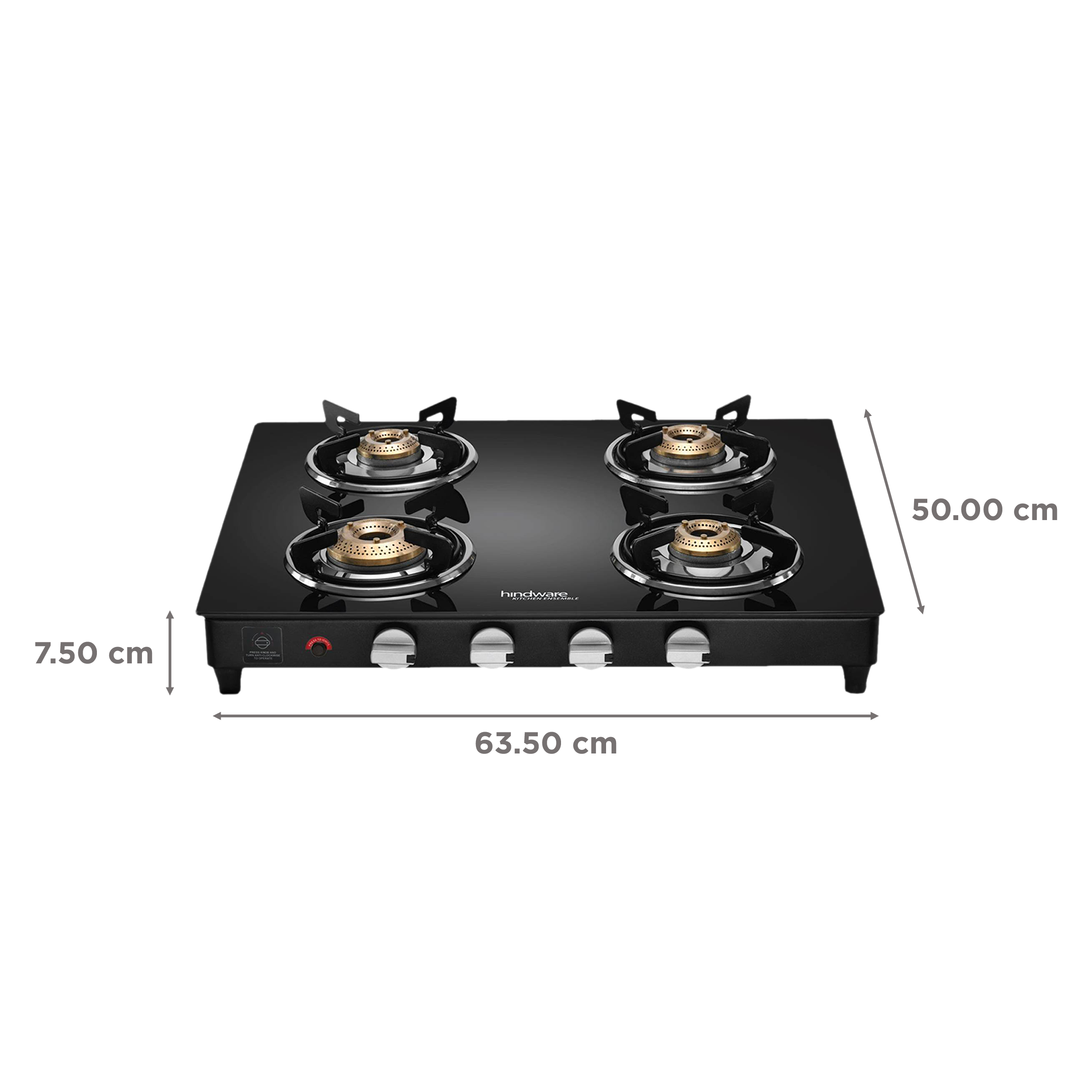 Hindware ARMO Plus Toughened Glass Top 4 Burner Automatic Gas Stove (Sleek Body Design, Black)_2