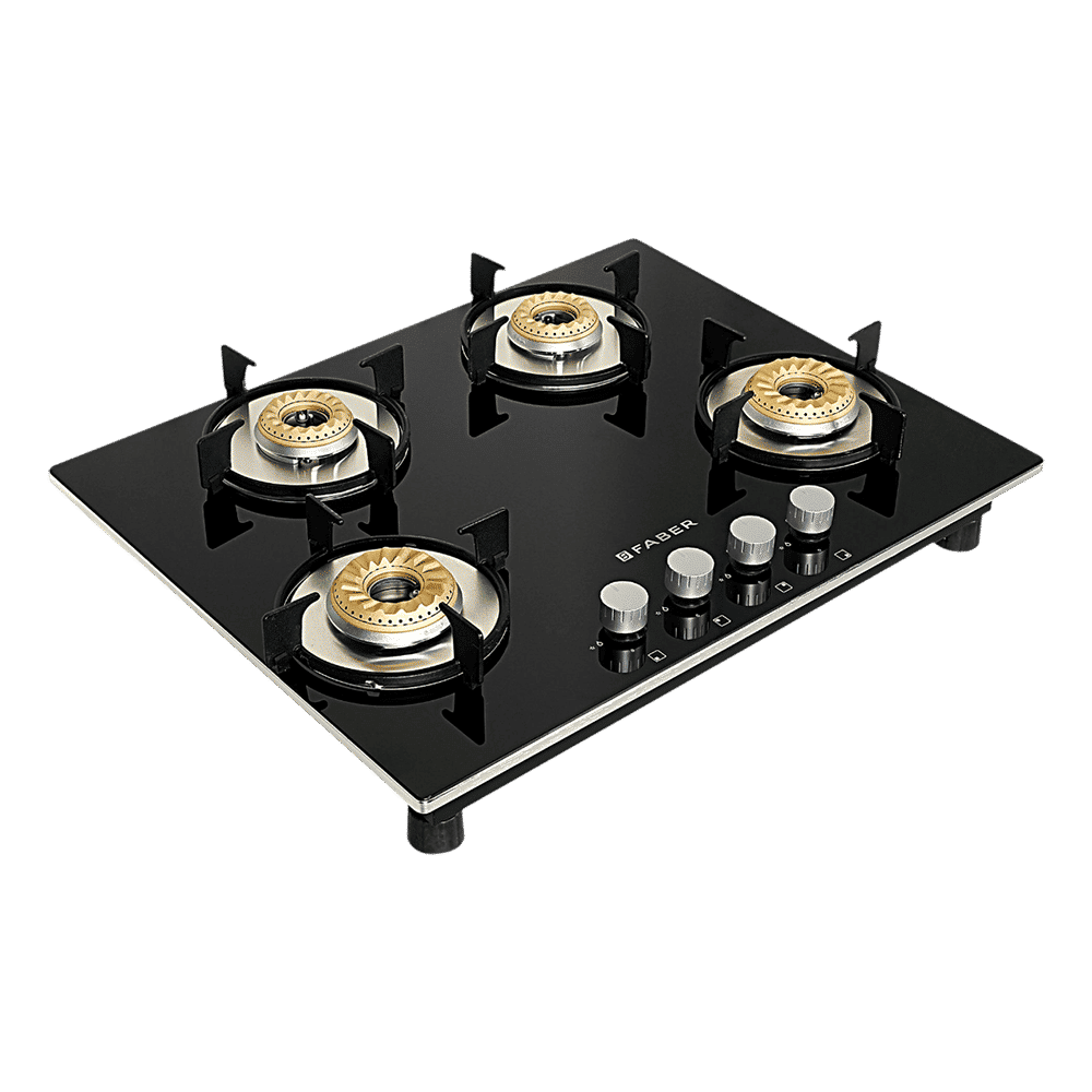 Faber ORION 654 HD BB SQ EBK Tempered Glass Top 4 Burner Automatic Hob (Scratch Resistant, Black)_1