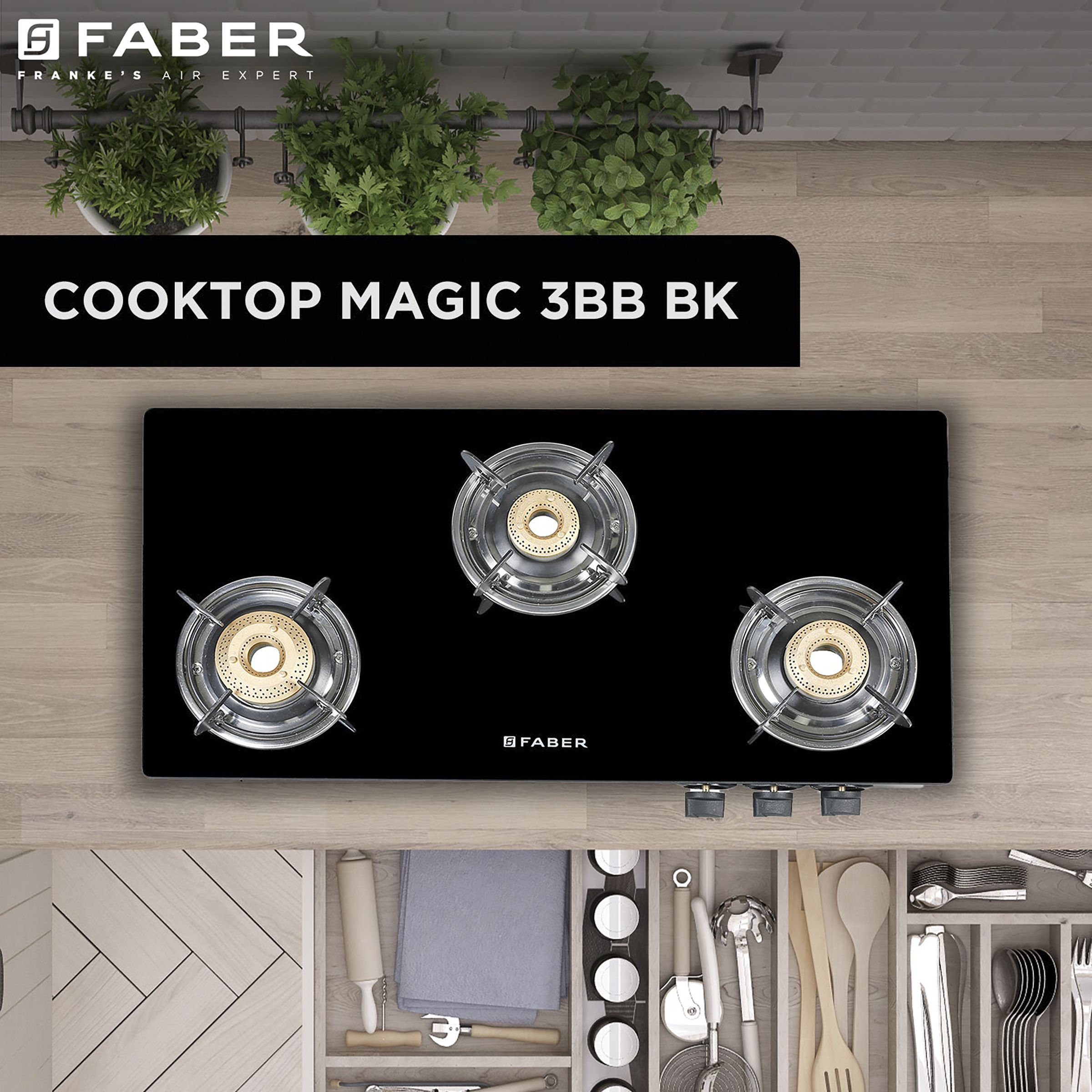 Faber MAGIC 3BB BK Tempered Glass Top 3 Burner Manual Gas Stove (Corrosion Resistance, Black)_12