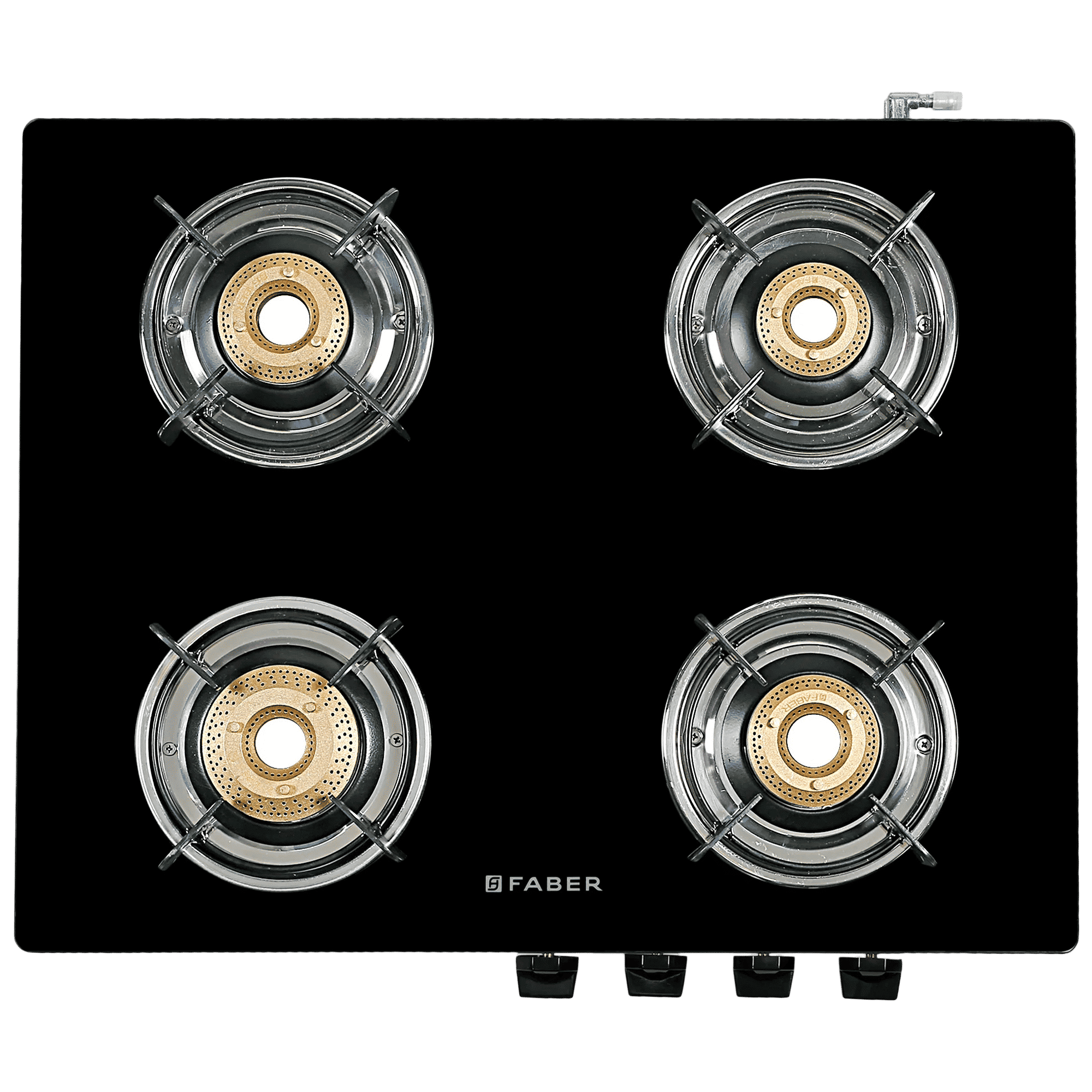 Faber MAGIC 4BB BK Tempered Glass Top 4 Burner Manual Gas Stove (Corrosion Resistance, Black)_1