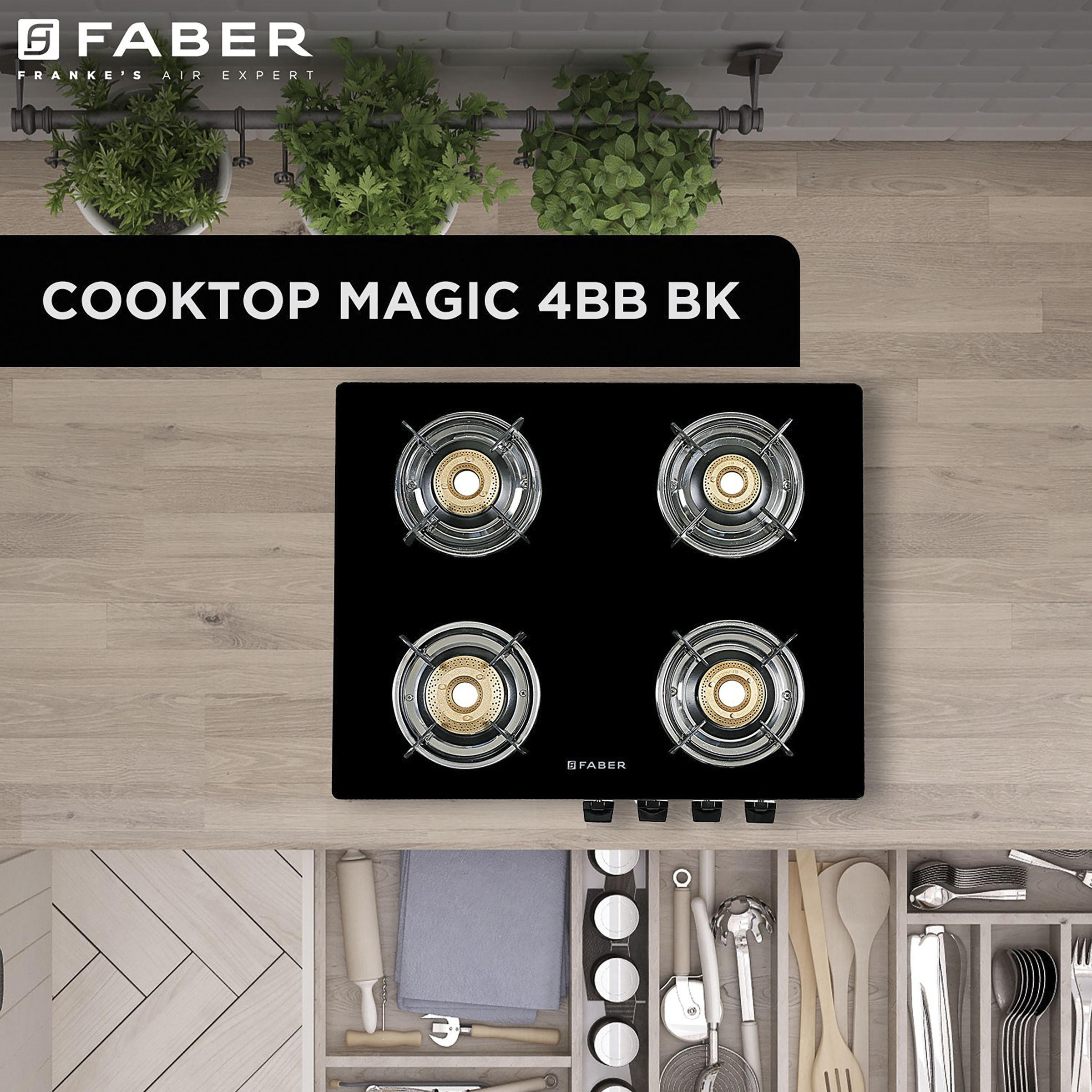 Faber MAGIC 4BB BK Tempered Glass Top 4 Burner Manual Gas Stove (Corrosion Resistance, Black)_9