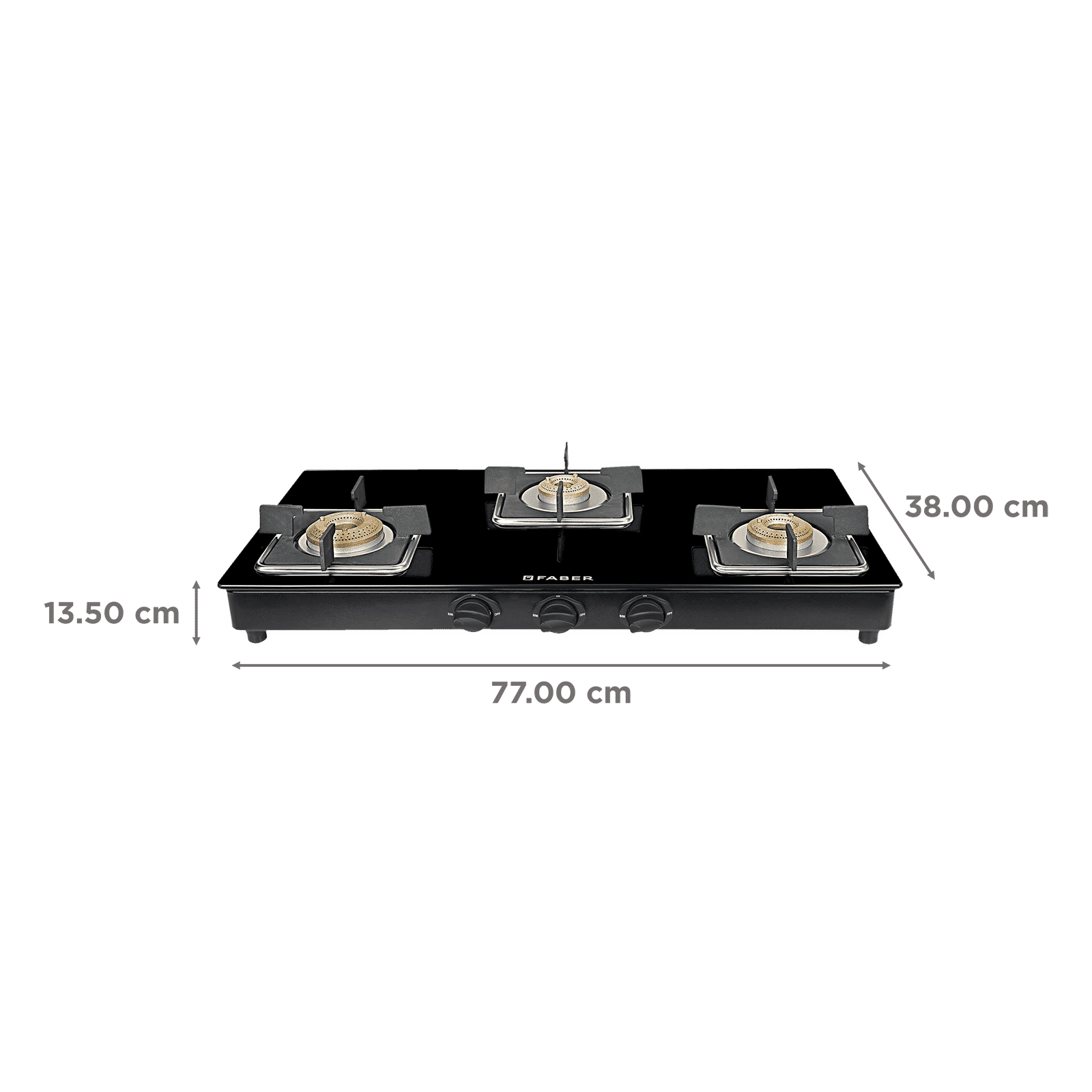 Faber PEARL 3BB BK Tempered Glass Top 3 Burner Manual Gas Stove (Corrosion Resistance, Black)_2