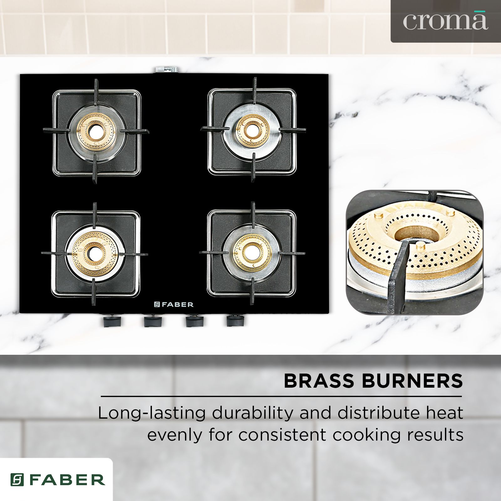 Faber PEARL 4BB BK Tempered Glass Top 4 Burner Manual Gas Stove (Corrosion Resistance, Black)_14