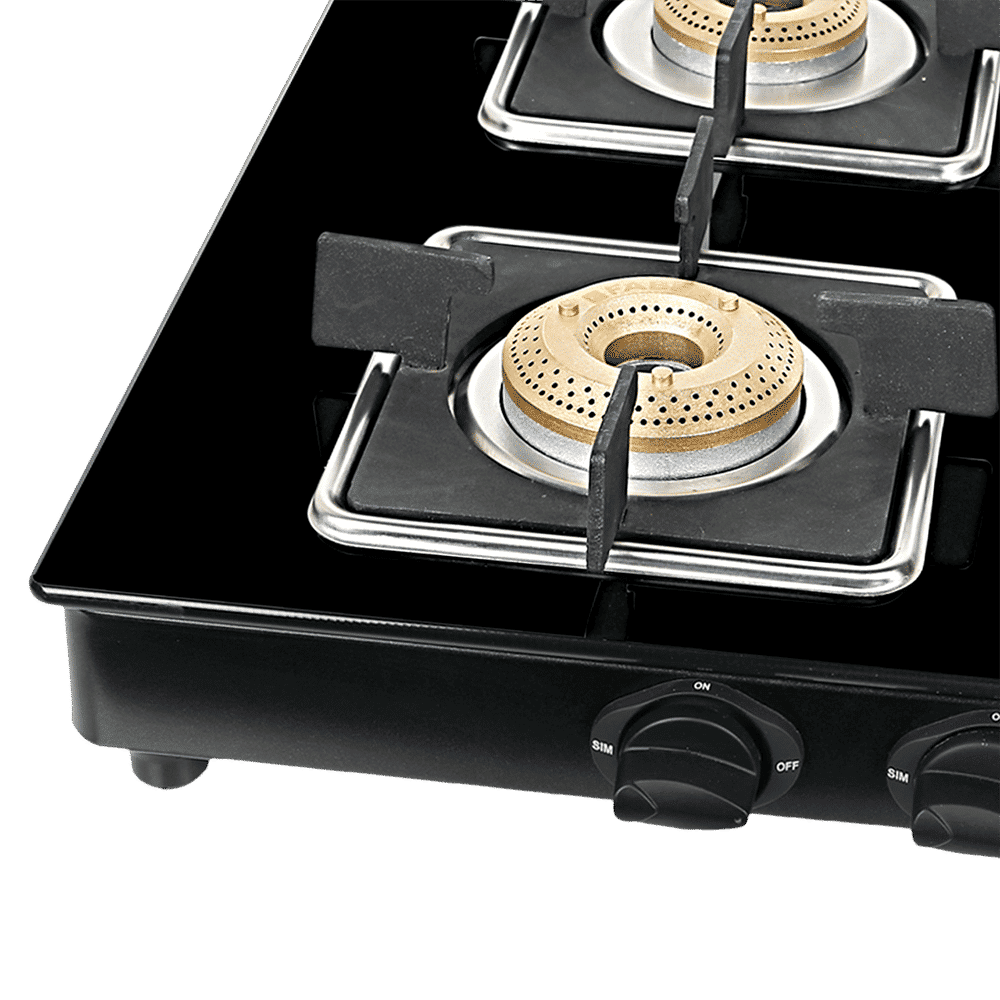 Faber PEARL 4BB BK Tempered Glass Top 4 Burner Manual Gas Stove (Corrosion Resistance, Black)_4